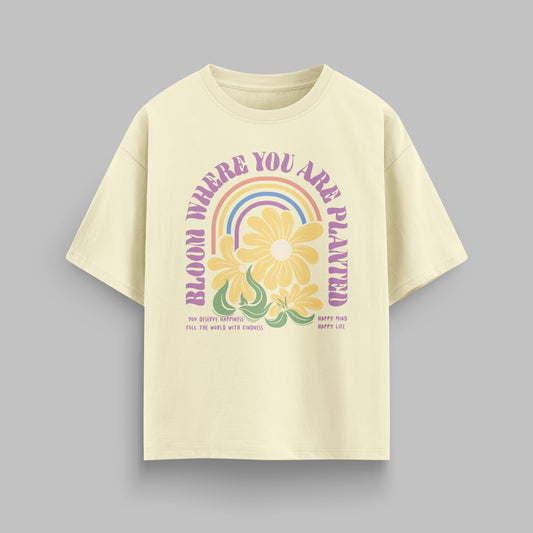 BLOOMING FLOWERS T-SHIRT IN BEIGE