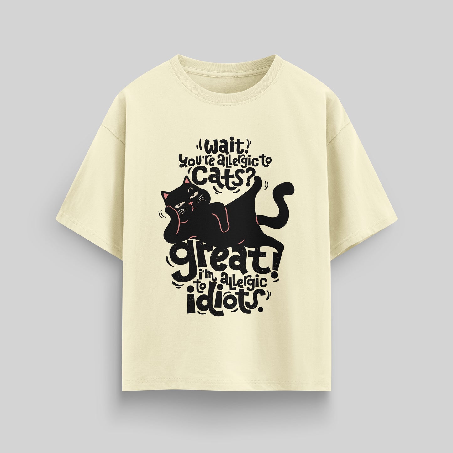 ALLERGIC TO IDIOTS T-SHIRT IN BEIGE