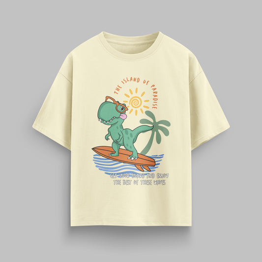 DINO SURFING T-SHIRT IN BEIGE