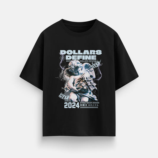 DOLLARS DEFINE T-SHIRT IN BLACK