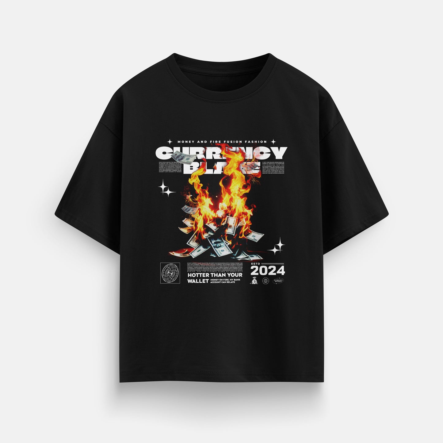 CURRENCY BLAZE T-SHIRT IN BLACK