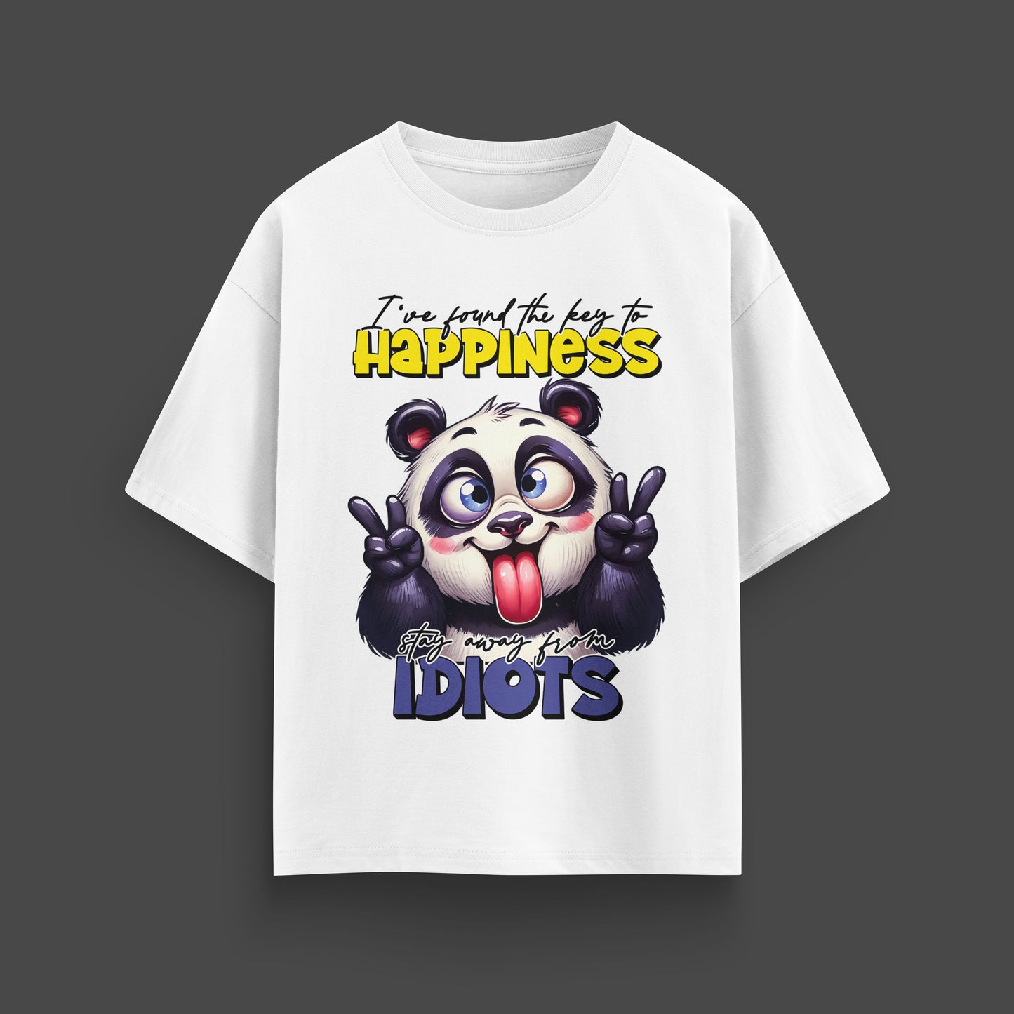 KEY TO HAPPINESS (PANDA) T-SHIRT IN WHITE