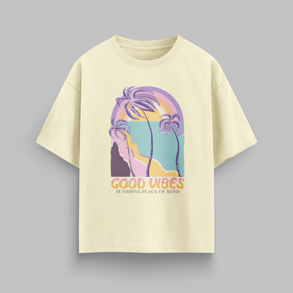 GOOD VIBES T-SHIRT IN BEIGE