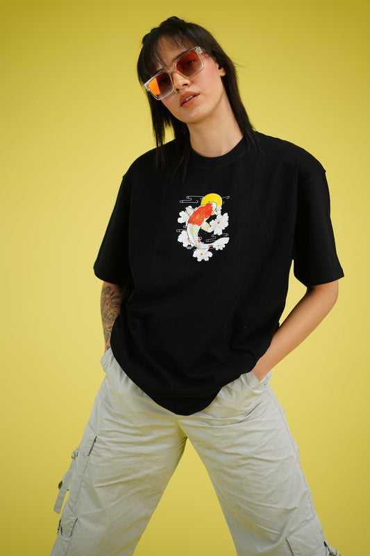 Floral Fish T-Shirt in black