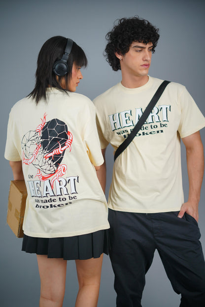 Broken Heart T-shirt in Beige